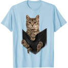 Brown Cat Sits in Pocket T-Shirt Cats Tee Shirt Gifts 